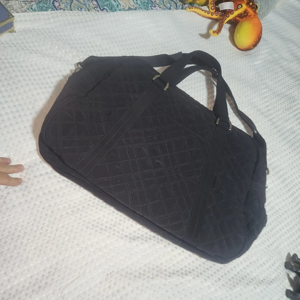 VERA BRADLEY EUC XL WEEKENDER BLACK QUILTED TRAVEL BAG LUGGAGE STYLE - Picture 5 of 9